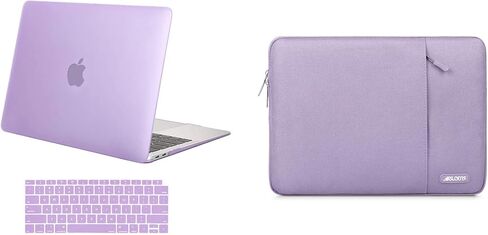 MOSISO Compatible with MacBook Air 13 inch Case 2018-2020 Rlease A2337 M1 A2179 A1932, Plastic Hard Shell Case&Vertical Sleeve Bag with Pocket&Keyboard Cover, Light Purple in Saudi Arabia