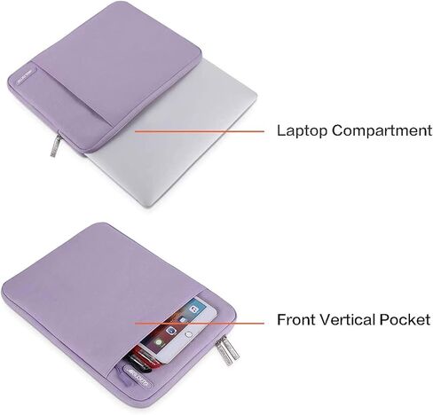 MOSISO Compatible with MacBook Air 13 inch Case 2018-2020 Rlease A2337 M1 A2179 A1932, Plastic Hard Shell Case&Vertical Sleeve Bag with Pocket&Keyboard Cover, Light Purple in Saudi Arabia