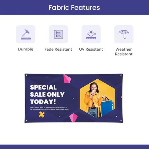 Bannerbuzz Custom Vinyl Banner, 13 Oz Personalized Customizable Banner Sign, Full Color Printing with Grommets, Multipurpose Indoor/Outdoor Events Birthday Business Party (1' x 2') in Saudi Arabia