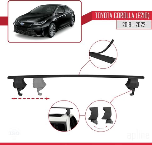 Compatible with Toyota Corolla 12 (E210) Sedan 2019-2022 ACE-4 Car Roof Rack Cross Bar Black Aluminium 2 Bars in Saudi Arabia