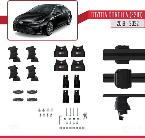 Compatible with Toyota Corolla 12 (E210) Sedan 2019-2022 ACE-4 Car Roof Rack Cross Bar Black Aluminium 2 Bars in Saudi Arabia