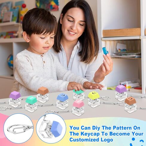 Keyboard Fidget Toy Fidget Clicker Keyboard Keychain Decompression Relief Toys Button Stress Relief Gifts for Adults Kids Pass The Time(Macaron Color,60 Pcs) in Saudi Arabia