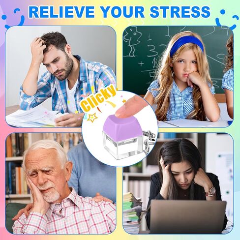 Keyboard Fidget Toy Fidget Clicker Keyboard Keychain Decompression Relief Toys Button Stress Relief Gifts for Adults Kids Pass The Time(Macaron Color,60 Pcs) in Saudi Arabia