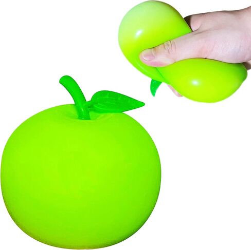 Squishy Apple Stress Balls for Kids and Adults (Pack of 1) Stretchy Dough Squeeze Ball Fidget Toys, Fun and Soft Squishy Toys, Anxiety Relief, Relax, Improve Focus, Easter Basket Stuffers in Saudi Arabia