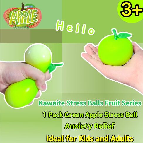 Squishy Apple Stress Balls for Kids and Adults (Pack of 1) Stretchy Dough Squeeze Ball Fidget Toys, Fun and Soft Squishy Toys, Anxiety Relief, Relax, Improve Focus, Easter Basket Stuffers in Saudi Arabia