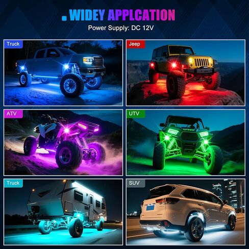 LED Rock Lights for Trucks 14 Pods, Multicolor Underglow Lights for Trucks with App Control, Flashing Music Mode RGB Rock Lights for UTV SUV ATV RZR Truck Accessories. in Kuwait