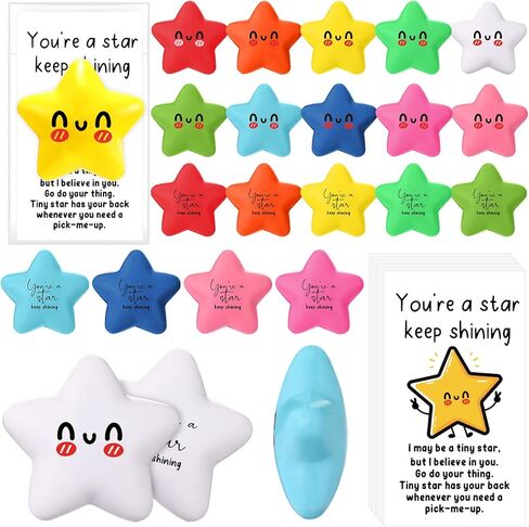 Libima 30 Pcs Inspirational You're A Star Stress Balls Bulk for Adults Positive Gift Christmas Employee Appreciation Gifts for Coworker Teacher Thank You Party Favor Emotional Funny Ball with Cards in Saudi Arabia