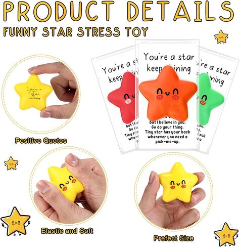 Libima 30 Pcs Inspirational You're A Star Stress Balls Bulk for Adults Positive Gift Christmas Employee Appreciation Gifts for Coworker Teacher Thank You Party Favor Emotional Funny Ball with Cards in Saudi Arabia