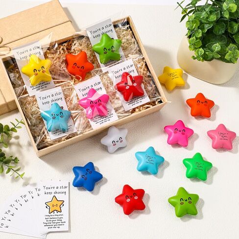Libima 30 Pcs Inspirational You're A Star Stress Balls Bulk for Adults Positive Gift Christmas Employee Appreciation Gifts for Coworker Teacher Thank You Party Favor Emotional Funny Ball with Cards in Saudi Arabia