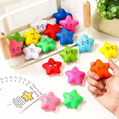 Libima 30 Pcs Inspirational You're A Star Stress Balls Bulk for Adults Positive Gift Christmas Employee Appreciation Gifts for Coworker Teacher Thank You Party Favor Emotional Funny Ball with Cards in Saudi Arabia