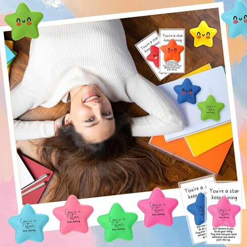 Libima 30 Pcs Inspirational You're A Star Stress Balls Bulk for Adults Positive Gift Christmas Employee Appreciation Gifts for Coworker Teacher Thank You Party Favor Emotional Funny Ball with Cards in Saudi Arabia