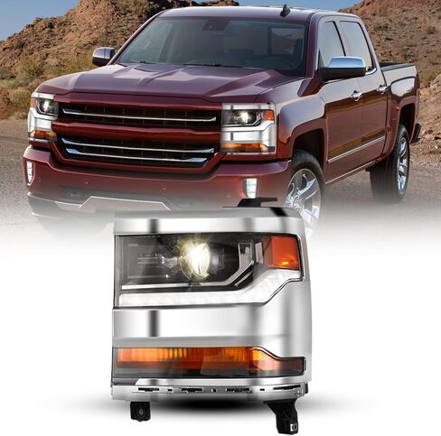 ROXX Headlights for Chevrolet Chevy Silverado 2500 3500 HD 2015-2019, Head Lights Assembly Projector OE Style Head Lamps Replacements with Turn Signal High Low Beam, DRL, Amber Reflector in Kuwait