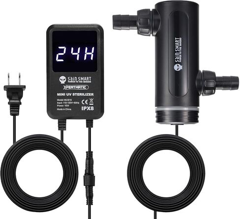 SainSmart XpertMatic Aquarium Clean Light, 5W UV Sanitizer Submersible Light with Timer, Waterproof Clean Lamp Aquarium Water Clean Green Clear for Fish Tank, Pond, Swimming Pool in Saudi Arabia