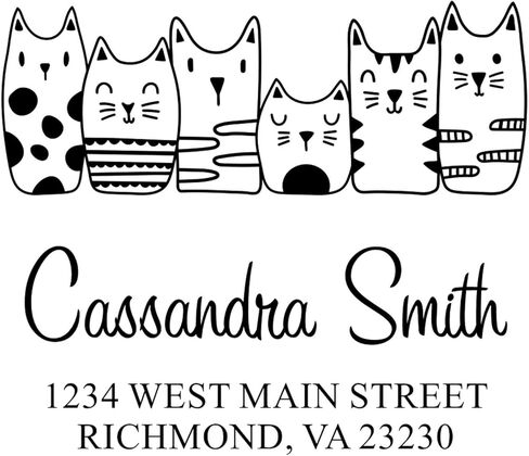 Personalized Address Stamp - Customized Home Stamp with Whimsical Pets Crew of Cats Design - Self-Inking Address Stamper - Ideal for Children's Clothing Store Owners - Pet Stamps, 1-5/8 Square Stamp in Saudi Arabia