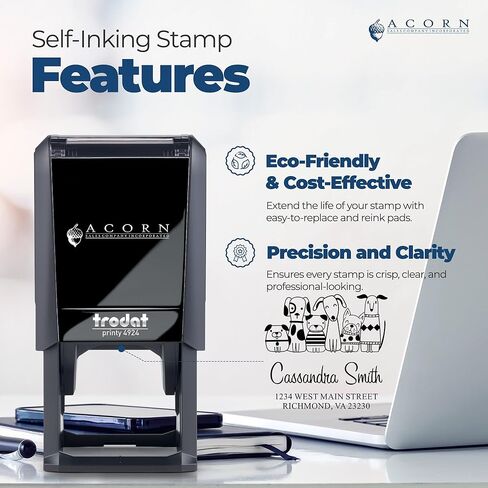 Personalized Address Stamp - Customized Home Stamp with Whimsical Pets Crew of Cats Design - Self-Inking Address Stamper - Ideal for Children's Clothing Store Owners - Pet Stamps, 1-5/8 Square Stamp in Saudi Arabia