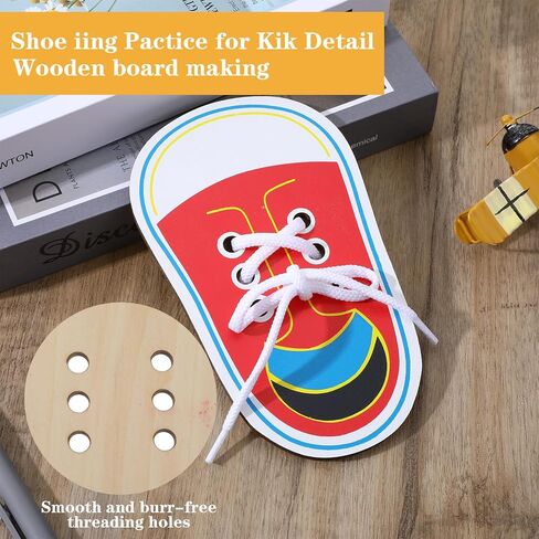 Shoe Tie Practice for Kids, Wooden Tying Shoes Practice for Kids, How to Tie Your Shoes Learn to Threading Lacing Shoe Training, Kindergarten Early Educational Toy in Saudi Arabia