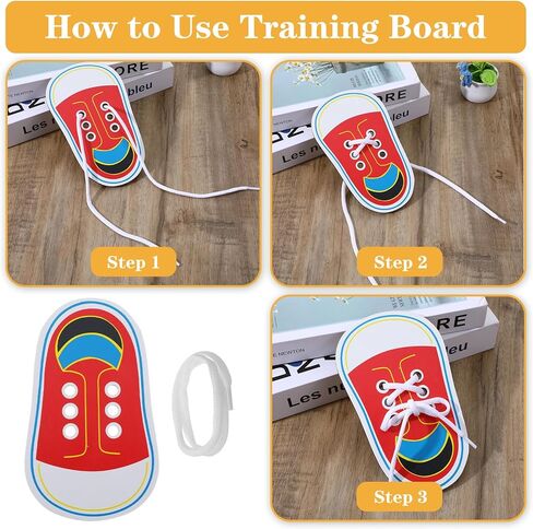 Shoe Tie Practice for Kids, Wooden Tying Shoes Practice for Kids, How to Tie Your Shoes Learn to Threading Lacing Shoe Training, Kindergarten Early Educational Toy in Saudi Arabia