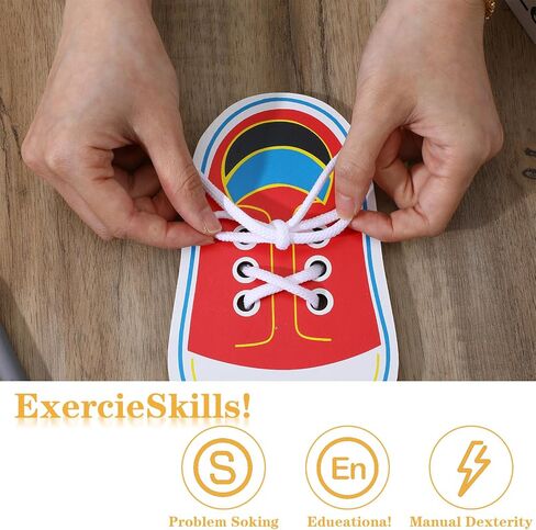 Shoe Tie Practice for Kids, Wooden Tying Shoes Practice for Kids, How to Tie Your Shoes Learn to Threading Lacing Shoe Training, Kindergarten Early Educational Toy in Saudi Arabia