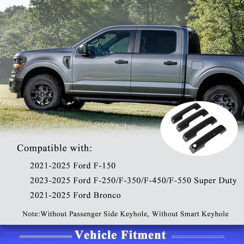 أغطية مقابض الأبواب الخارجية باللون الأسود اللامع من AUCERAMIC مناسبة لفورد F-150 برونكو 2021-2025، لفورد F-250 F-350 F-450 F-550 Super Duty 2023-2025 in Saudi Arabia