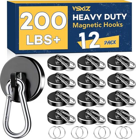 Magnetic Hooks Heavy Duty 150Lbs, 4 Pack Super Strong Magnetic Hooks with Swivel Carabiner for Cruise, Black Neodymium Magnet Hooks Magnetic Wall Hanger for Hanging, Toolbox, Grill, Cabins in Kuwait
