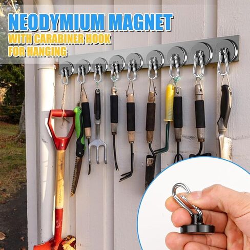 Magnetic Hooks Heavy Duty 150Lbs, 4 Pack Super Strong Magnetic Hooks with Swivel Carabiner for Cruise, Black Neodymium Magnet Hooks Magnetic Wall Hanger for Hanging, Toolbox, Grill, Cabins in Kuwait