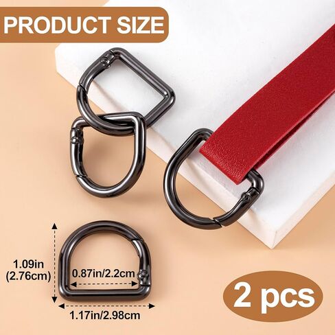 2pcs D Ring Spring Key Hooks Keyring Clip Buckles Clasp Clamps for Belt Backpacks Handbag Purse Strap- Gold in Saudi Arabia