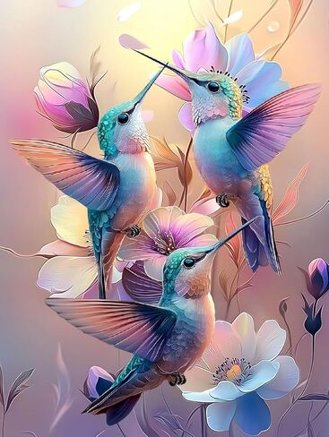 مجموعة الطلاء بالأرقام من JLHATLSQ للبالغين - مجموعات الطلاء بالأرقام للبالغين من الطيور الطنانة - طلاء أكريليك سهل بالأرقام مؤطرة - مجموعات الطلاء بالأرقام للبالغين على الفنون والحرف القماشية للبالغين 16 × 20 بوصة in Kuwait