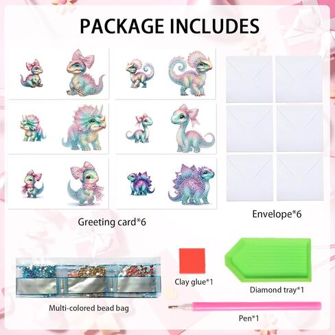 Focart 6-Pack Dragons Diamond Painting Greeting Card Kits, Special Shaped Diamonds Painting, DIY Handcraft for Relatives and Friends with Wishes,Unique Design Crafting for Birthday or Holiday Cards in Saudi Arabia