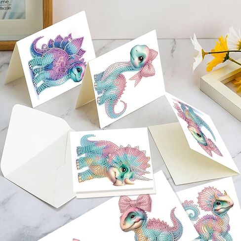 Focart 6-Pack Dragons Diamond Painting Greeting Card Kits, Special Shaped Diamonds Painting, DIY Handcraft for Relatives and Friends with Wishes,Unique Design Crafting for Birthday or Holiday Cards in Saudi Arabia