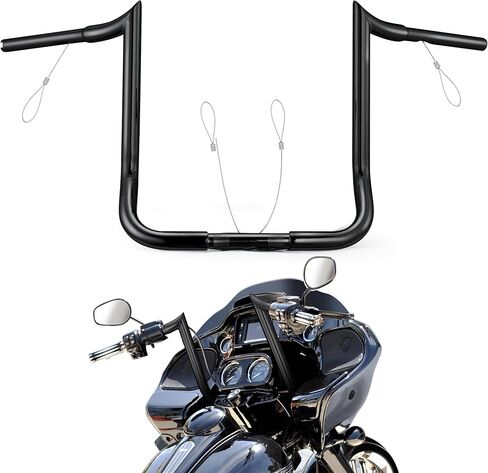 MoKitDora Street Electra Glide Ape Hanger 10 بوصة ارتفاع 1-1/4 بوصة دهون 1 بوصة مشبك قرد باجر ميثوك بار لـ 1996-2023 Harley FLHT & FLHX Ultra Limited Tri-Glide، أسود in Saudi Arabia