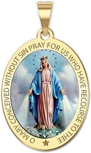 PicturesOnGold.com Gold Miraculous Medal - 14K Yellow Gold Miraculous Medal - 1/2 Inch X 2/3 Inch in Saudi Arabia