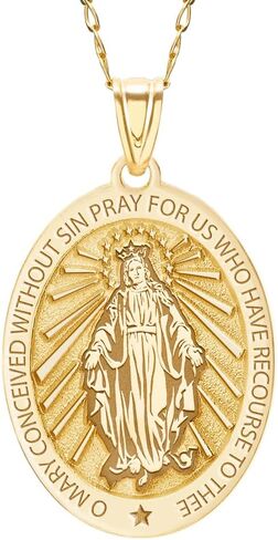 PicturesOnGold.com Gold Miraculous Medal - 14K Yellow Gold Miraculous Medal - 1/2 Inch X 2/3 Inch in Saudi Arabia