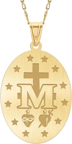 PicturesOnGold.com Gold Miraculous Medal - 14K Yellow Gold Miraculous Medal - 1/2 Inch X 2/3 Inch in Saudi Arabia