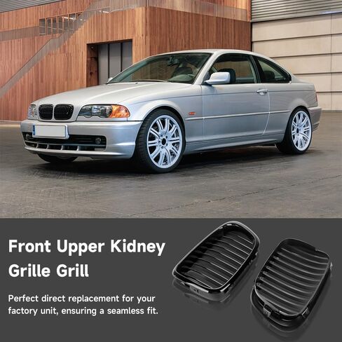2PCS Front Kidney Grille Grill for BMW E39 | for BMW 528i 1997-2000 Base 2.8L L6 - Gas / 540i 1999-2003 Base 4.4L V8 - Gas | 4 Door Sedan | Glossy Black in Saudi Arabia