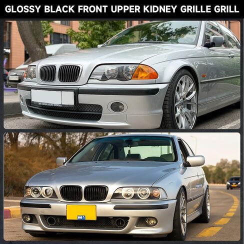 2PCS Front Kidney Grille Grill for BMW E39 | for BMW 528i 1997-2000 Base 2.8L L6 - Gas / 540i 1999-2003 Base 4.4L V8 - Gas | 4 Door Sedan | Glossy Black in Saudi Arabia