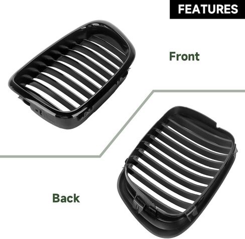 2PCS Front Kidney Grille Grill for BMW E39 | for BMW 528i 1997-2000 Base 2.8L L6 - Gas / 540i 1999-2003 Base 4.4L V8 - Gas | 4 Door Sedan | Glossy Black in Saudi Arabia