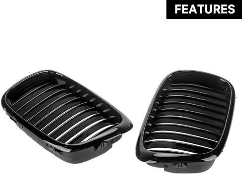 2PCS Front Kidney Grille Grill for BMW E39 | for BMW 528i 1997-2000 Base 2.8L L6 - Gas / 540i 1999-2003 Base 4.4L V8 - Gas | 4 Door Sedan | Glossy Black in Saudi Arabia