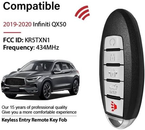 بديل لـ 2019-2020 إنفينيتي QX50 مفتاح فوب للتحكم عن بعد KR5TXN1 5 أزرار 434 ميجا هرتز in Kuwait