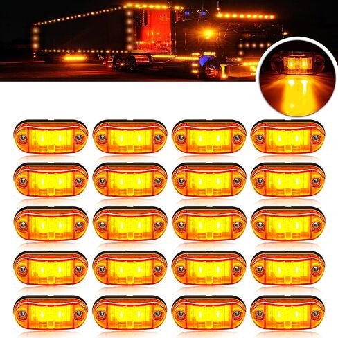 20pcs Green DC12-24V IP68 Waterproof Trailer LED Lights Side Marker and Clearance Indicators Lights for RV, Camper, Truck, Van, Caravan and Boat, Front and Rear in Saudi Arabia