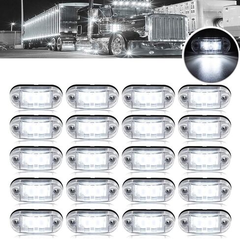 20 قطعة من أضواء LED للمقطورة المقاومة للماء DC12-24V IP68 باللون الأخضر، مصابيح LED للعلامات الجانبية ومؤشرات التخليص لسيارة RV، والتخييم، والشاحنة، والشاحنة، والقافلة والقارب، الأمامي والخلفي in Kuwait