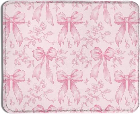 Funny Coquette Pink Bow Floral Mouse Pad 9.5x7.9 Inch, Preppy Girly Pink Bow Flower Aesthetic Mouse Pads for Wireless Mouse Computers Laptop Desk Accessories, Preppy Girly Office Supplies in Saudi Arabia