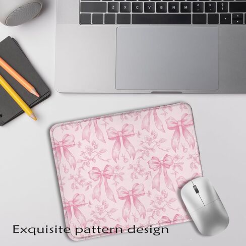 Funny Coquette Pink Bow Floral Mouse Pad 9.5x7.9 Inch, Preppy Girly Pink Bow Flower Aesthetic Mouse Pads for Wireless Mouse Computers Laptop Desk Accessories, Preppy Girly Office Supplies in Saudi Arabia