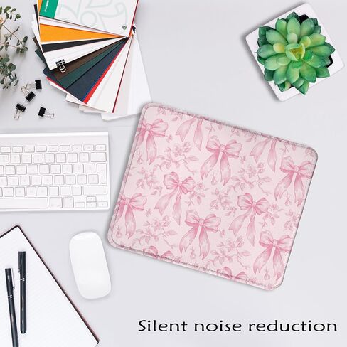 Funny Coquette Pink Bow Floral Mouse Pad 9.5x7.9 Inch, Preppy Girly Pink Bow Flower Aesthetic Mouse Pads for Wireless Mouse Computers Laptop Desk Accessories, Preppy Girly Office Supplies in Saudi Arabia