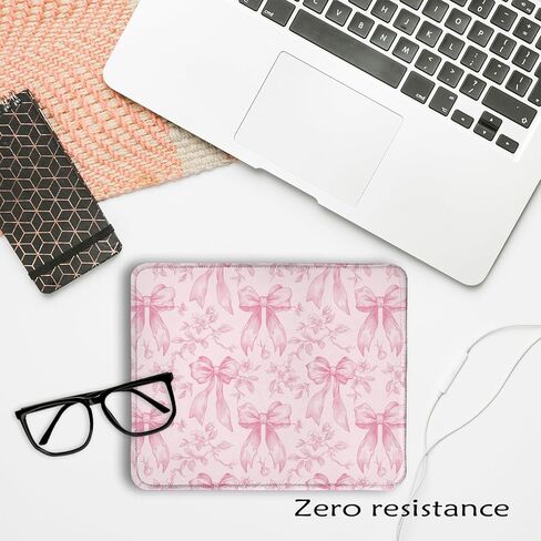 Funny Coquette Pink Bow Floral Mouse Pad 9.5x7.9 Inch, Preppy Girly Pink Bow Flower Aesthetic Mouse Pads for Wireless Mouse Computers Laptop Desk Accessories, Preppy Girly Office Supplies in Saudi Arabia