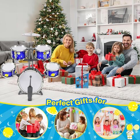 TWFRIC مجموعة طبول لعبة للأطفال الذين تتراوح أعمارهم بين 3-5 سنوات مجموعة طبول الجاز مع 5 طبول ألعاب الآلات الموسيقية لهدايا الأولاد والبنات من عمر 3 4 5 سنوات in Kuwait
