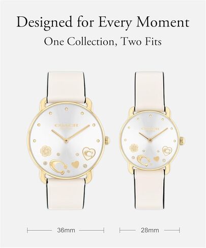 Coach Elliot Women's Watch - 2H Quartz Watch with Genuine Leather - Water Resistant 3 ATM/30 Meters - Premium Fashion - Classic Minimalist Design for Everyday Wear - 28mm (Small) in Saudi Arabia
