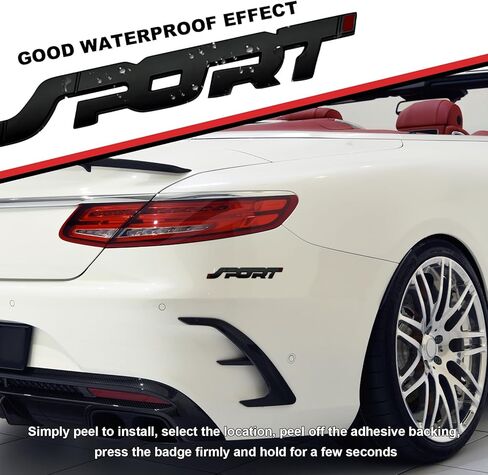 2 PCS Metal Car Sport Sticker, 3D Raised Car Fender Badge Front & Rear Tailgate Emblem with Sport Logo, Strong Adhesive Letters Decals for Front Hood Grill Rear Trunk (Black) in Saudi Arabia