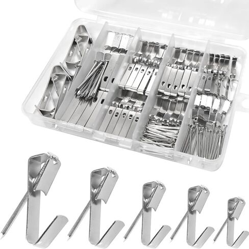 150pcs Picture Hangers Kit - Heavy Duty Metal Hooks for Hanging Frames, Photos, Mirrors - Includes Nails, No Damage Wall Hanging Hooks(Silver) in Saudi Arabia