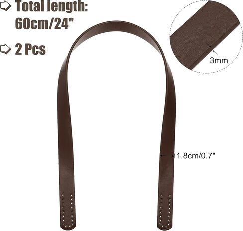 Generic 2pcs 24 Inch (60cm) Leather Purses Straps Handbag Belt Band Bag Handles for Purse Wallet Tote Making, Dark Brown in Saudi Arabia