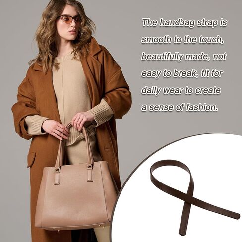 Generic 2pcs 24 Inch (60cm) Leather Purses Straps Handbag Belt Band Bag Handles for Purse Wallet Tote Making, Dark Brown in Saudi Arabia